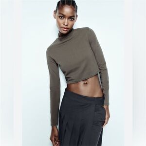 🏷️ NWT Zara Long Sleeve High Neck Crop Top